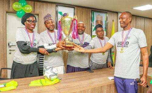 NPA MD receives Maritime Cup from victorious Koko Marines 