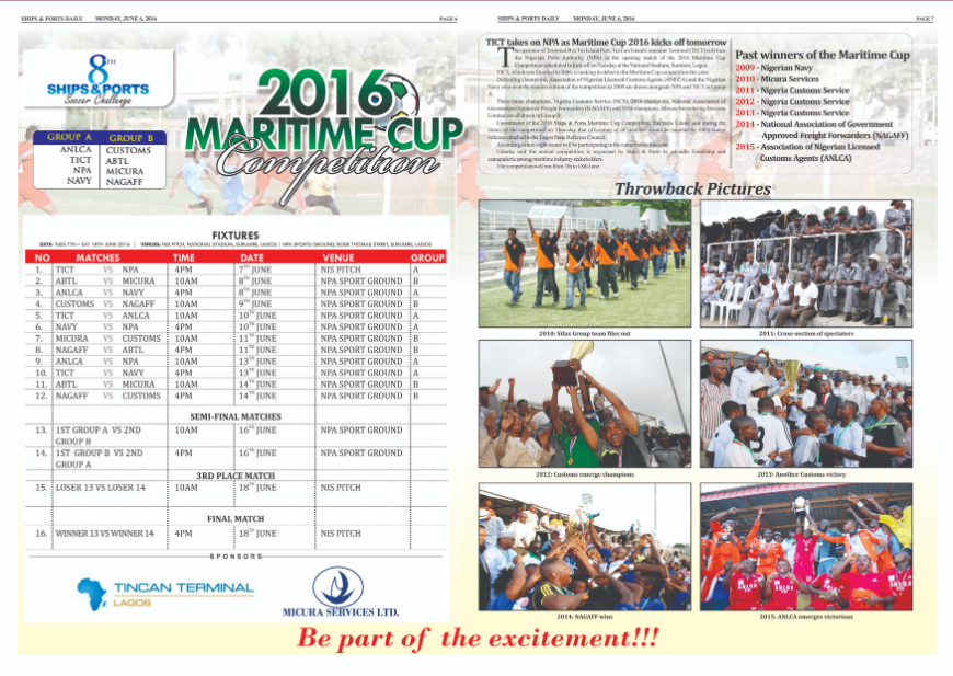 2016 Maritime Cup fixtures