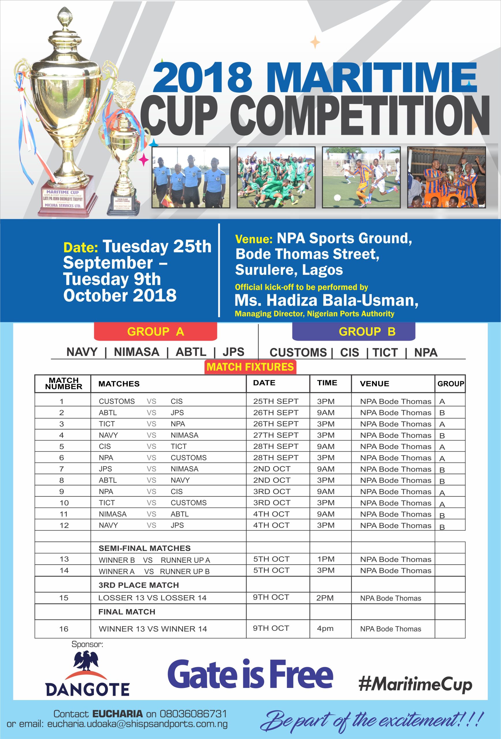 2018 Maritime Cup Competition Fixtures