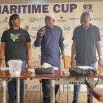 L-R: Maritime Cup Coordinator, Tosin Rotimi (standing); Chairman, Technical Committee of the Maritime Cup, Prince Adesegun Kosoko (also standing) with others at the draws of the 2025 Maritime Cup competition at the NPA Club House, Surulere, Lagos, on Tuesday.